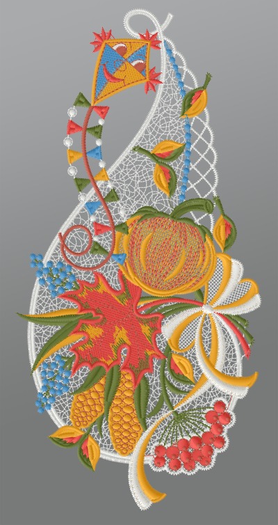 ArtikelbildFensterbild aus Plauener Spitze® - Herbstdekor #1W mehrfarbig