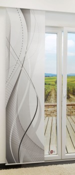 Schiebegardine 245cm x 60cm, mit Motiv Geschwungene Linien