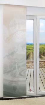 Schiebevorhang 245cm x 60cm, mit Motiv Blätter