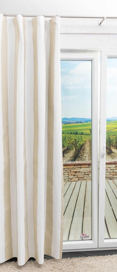 Lysel Outlet - Thermoschal Verdunklung gestreift Beige-Weiß