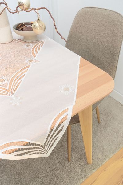 Tischdecke Plauener Spitze® #1W Flockenzauber in Gold