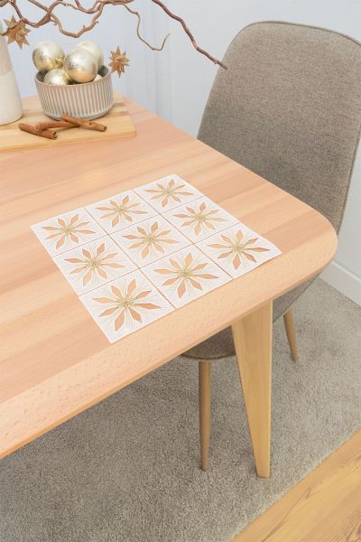 Deckchen Plauener Spitze® #1W Sternchenglanz in Gold