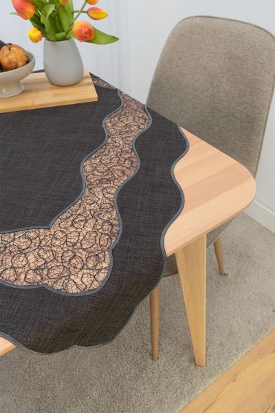 Tischdecke Plauener Spitze® #1W Kiana in Grau