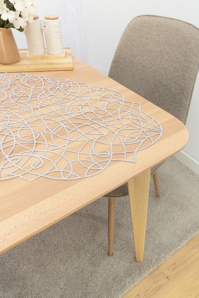 ovale Mitteldecke Plauener Spitze® #1W Najara in Silber