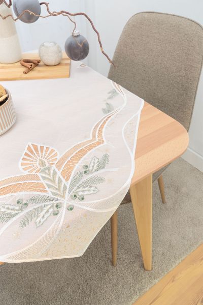Tischdecke Plauener Spitze® #1W Lichterzeit in Gold