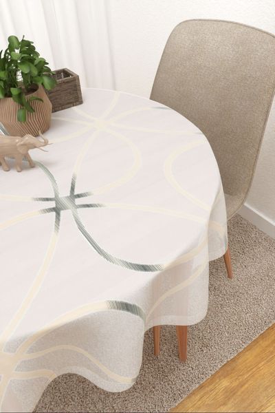 Tischdecke rund Lysel #3J Jauhaa in sandfarben