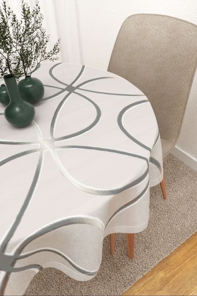 Tischdecke rund Lysel #3J Jauhaa in steingrau