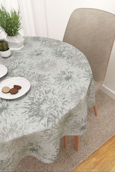 Tischdecke rund Lysel #3J Rumorosa in graubeige