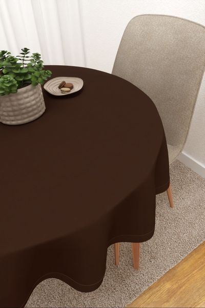 Tischdecke rund Lysel #3J Thermos in dunkelbraun
