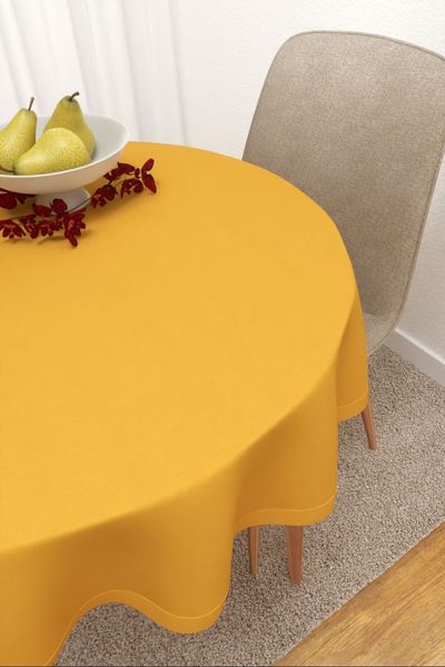 Tischdecke rund Lysel #3J Thermos in goldgelb