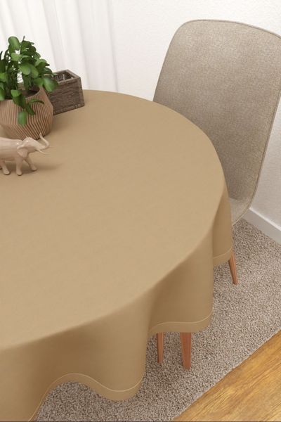 Tischdecke rund Lysel #3J Thermos in graubraun