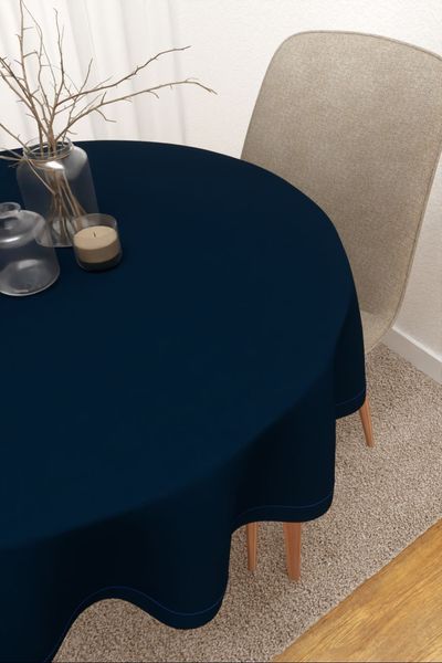 Tischdecke rund Lysel #3J Thermos in nachtblau
