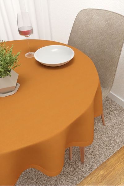 Tischdecke rund Lysel #3J Thermos in ocker