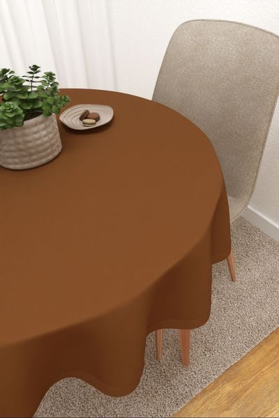 Tischdecke rund Lysel #3J Thermos in rehbraun
