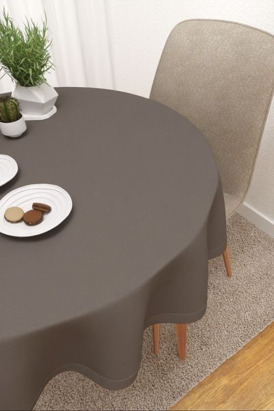 Tischdecke rund Lysel #3J Thermos in steingrau