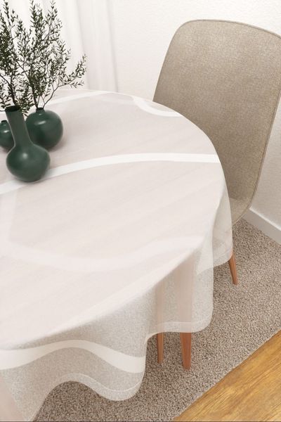 Tischdecke rund Lysel #3J Vägnet in reinweiß