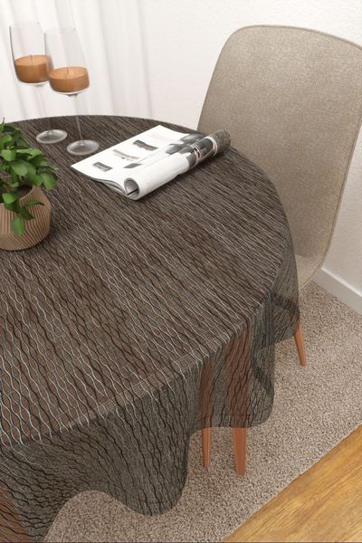 Tischdecke rund Lysel #3J Yasin in schwarz-grau