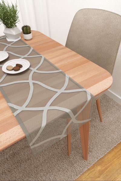 Tischläufer Lysel #3J Bollnät in steingrau