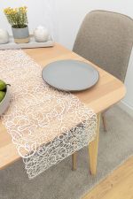 rohweiß Vorschau Tischläufer Plauener Spitze® #1W Tara in Grau rohweiß