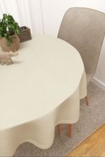 Tischdecke rund in beige