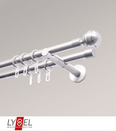 Lysel - SET Opal 160cm Doppel-Kombiträger offen 2-Lauf mit Endstücke Kugel in Edelstahl-Optik
