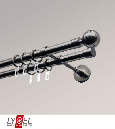 Lysel - SET Opal 160cm Doppelträger geschlossen 2-Lauf mit Endstücke Kugel in titan