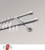edelstahl-optik Vorschau Lysel - SET Opal Mix 160cm 2 Lauf Doppel-Kombiträger offen mit Endstücke Kappe in Weiß #1W edelstahl-optik