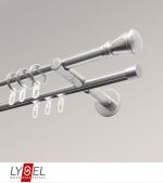 edelstahl-optik Vorschau Lysel - SET Opal Mix 160cm 2 Lauf Doppel-Kombiträger offen mit Endstücke Konus in Weiß #1W edelstahl-optik