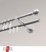 edelstahl-optik Vorschau Lysel - SET Opal Mix 160cm 2 Lauf Doppel-Kombiträger offen mit Endstücke Kugel in Weiß #1W edelstahl-optik