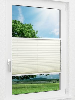LYSEL HOME Plissee 140B Krepp Pearl Fensteransicht
